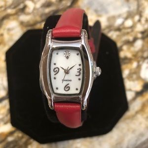 Avon Genuine Diamond Accent Mother of Pearl Leather Watch